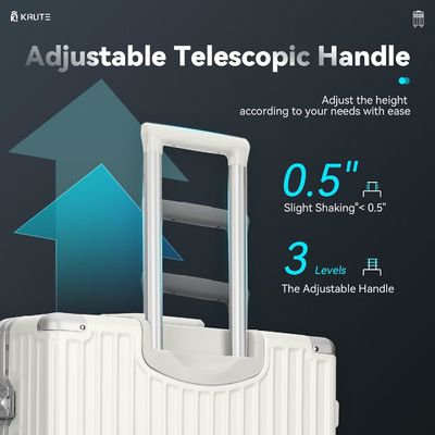 Zipperless Luggage with 4 Wheels 20inch Hard Shell Suitcase with PC+ABS TSA Lock 4 Metal Corner White