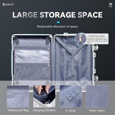 Zipperless Luggage with 4 Wheels 20inch Hard Shell Suitcase with PC+ABS TSA Lock 4 Metal Corner White