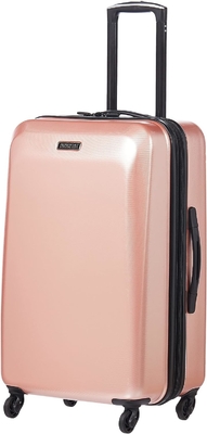 Moonlight Hardside Expandable Luggage with Spinner Wheels, Rose Gold, Checked-Medium 24-Inch