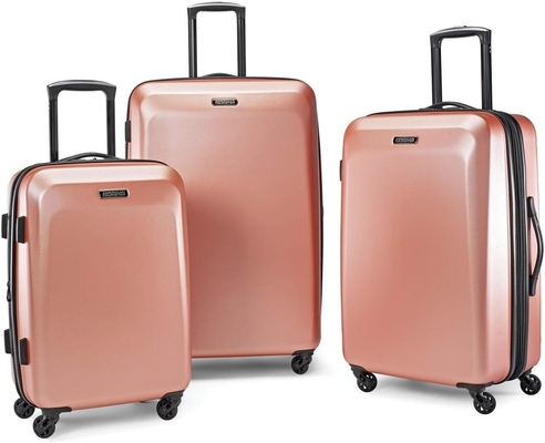 Moonlight Hardside Expandable Luggage with Spinner Wheels, Rose Gold, Checked-Medium 24-Inch