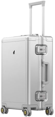 20" Aluminum Luggage Hardside Suitcase, Zipperless Luggage with TSA Lock and Spinner Wheels - Silver
