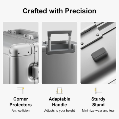 20" Aluminum Luggage Hardside Suitcase, Zipperless Luggage with TSA Lock and Spinner Wheels - Silver