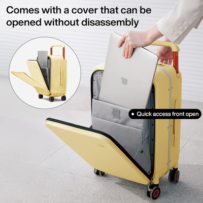 Luggage Wide Handle Luxury Design Rolling Travel Suitcase PC Hardside with Aluminum Frame Hollow Spinner Wheels,