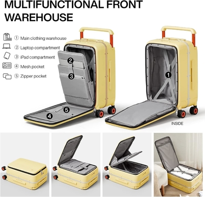Luggage Wide Handle Luxury Design Rolling Travel Suitcase PC Hardside with Aluminum Frame Hollow Spinner Wheels,