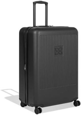 Durable suitcase with anti crush exterior mesh compression panel and compression strap designed for hassle free travel