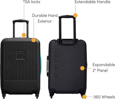 Durable suitcase with anti crush exterior mesh compression panel and compression strap designed for hassle free travel
