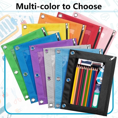 Binder Pencil Case with Smooth Zipper, Clear Window Pencil Case for Binder, Big Capacity 3 Ring Binder Pencil Bag