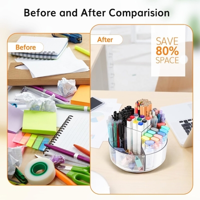 5 Slots 360-Degree Spinning Acrylic Pen Holder for Desk, Marker Holder Caddy Art Supply Organizer Pen Organizer for Desk