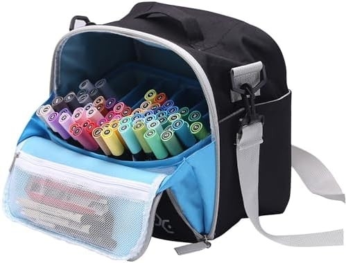 Storage Tote Bag for Marker Pens Brush Pen Coloring Pencils Books Art and Crafts Supplies Tools Cosmetics, Up to 130 Pen