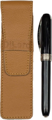 Single Pen Case Holder Sleeve Thick Buffalo Full Grain Leather (Buffalo Light Tan)