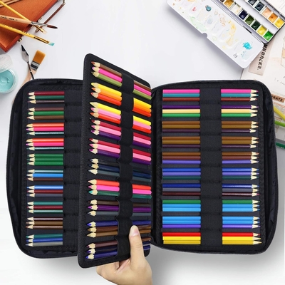 300 Slots Color Pencil Case - Pen Case Organizer with Handy Wrap &amp; Zipper, Multilayer Holder for Prismacolor Colored Pen