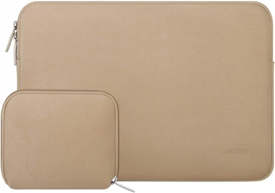 Laptop Sleeve Compatible with MacBook Air/Pro, 13-13.3 inch Notebook, Neoprene Bag with Small Case, Apricot