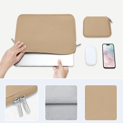 Laptop Sleeve Compatible with MacBook Air/Pro, 13-13.3 inch Notebook, Neoprene Bag with Small Case, Apricot