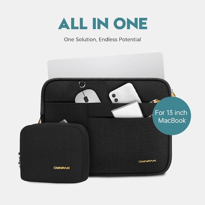 Suitable for,MacBook Pro 13-14 inch, recycled PET laptop carrying case with handle and accessory pocket