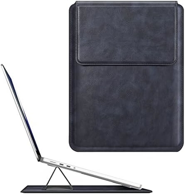 Laptop case MacBook Air 13.6M3 M2 A3113 A2681/MacBook Pro 14 A2992-PU Leather thin bag cover with stand function, brown