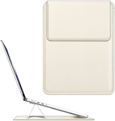 Laptop case MacBook Air 13.6M3 M2 A3113 A2681/MacBook Pro 14 A2992-PU Leather thin bag cover with stand function, brown