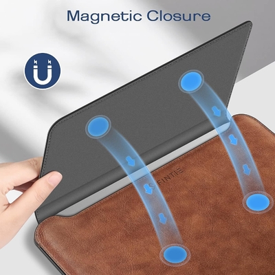 Laptop case MacBook Air 13.6M3 M2 A3113 A2681/MacBook Pro 14 A2992-PU Leather thin bag cover with stand function, brown