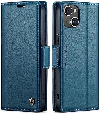 QLTYPRI Wallet Cover for iPhone 13/14, [RFID-blocking] credit card slot holder for shock-proof protection of phone case