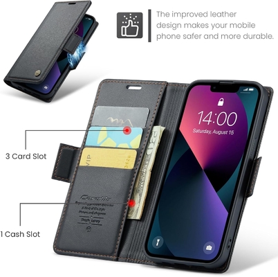 QLTYPRI Wallet Cover for iPhone 13/14, [RFID-blocking] credit card slot holder for shock-proof protection of phone case