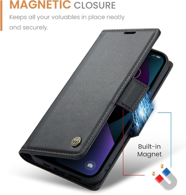 QLTYPRI Wallet Cover for iPhone 13/14, [RFID-blocking] credit card slot holder for shock-proof protection of phone case