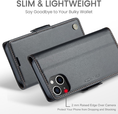 QLTYPRI Wallet Cover for iPhone 13/14, [RFID-blocking] credit card slot holder for shock-proof protection of phone case