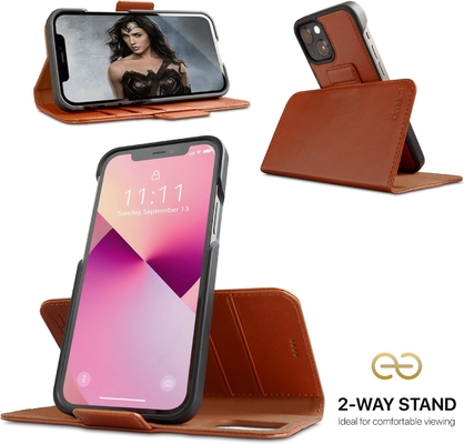 iPhone 13 Wallet case / 2-in-1 shock case and detachable vegan leather set, MagSafe compatible, RFID-protected