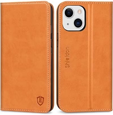 Leather wallet folding case Magnetic seal RFID blocking card slot holder Fully protected case compatible with iPhone 13