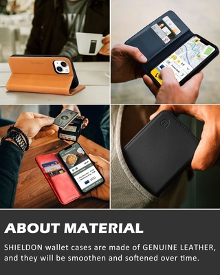 Leather wallet folding case Magnetic seal RFID blocking card slot holder Fully protected case compatible with iPhone 13