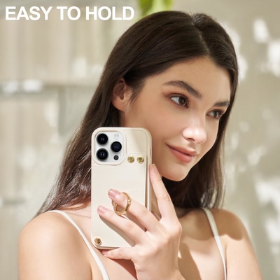 Cardholders with iPhone 13 Pro Max, 360° rotating ring holder, leather holder card slot case, RFID shockproof cover,