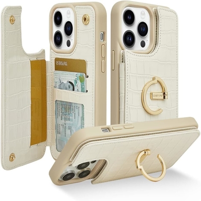 iPhone 13Pro Max 6.7 &quot;-, wallet case with card holder, leather protective case with ring holder,