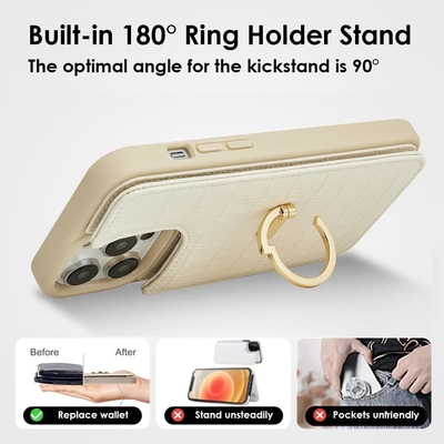 iPhone 13Pro Max 6.7 &quot;-, wallet case with card holder, leather protective case with ring holder,