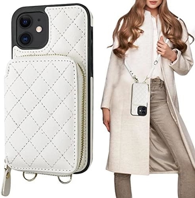 iPhone 12/12 Pro crossbody bag, RFID shielded PU leather strap bracket with card slot Split bag wrist strap lanyard
