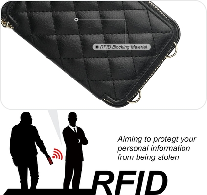 iPhone 12/12 Pro crossbody bag, RFID shielded PU leather strap bracket with card slot Split bag wrist strap lanyard