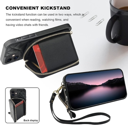 iPhone 12/12 Pro crossbody bag, RFID shielded PU leather strap bracket with card slot Split bag wrist strap lanyard
