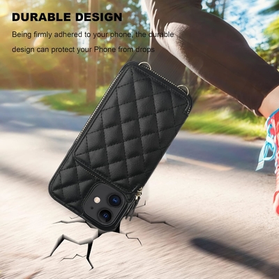 iPhone 12/12 Pro crossbody bag, RFID shielded PU leather strap bracket with card slot Split bag wrist strap lanyard