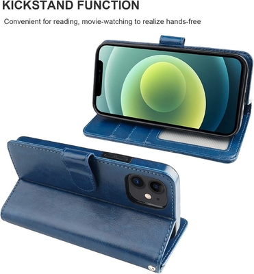 Compatible with iPhone 12/Pro wallet case with card holder PU leather stand shock-proof wrist strap clamshell 6.1-inch