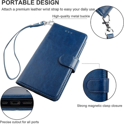 Compatible with iPhone 12/Pro wallet case with card holder PU leather stand shock-proof wrist strap clamshell 6.1-inch