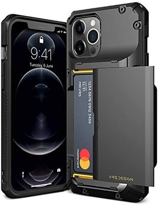 For iPhone 12 Pro Max with [4 cards]Premium solid credit card slot wallet for iPhone 12 Pro Max 6.7-inch