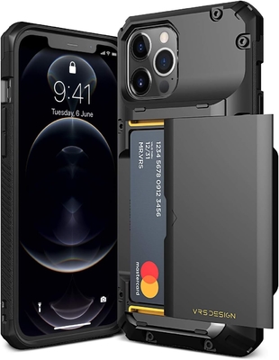 For iPhone 12 Pro Max with [4 cards]Premium solid credit card slot wallet for iPhone 12 Pro Max 6.7-inch