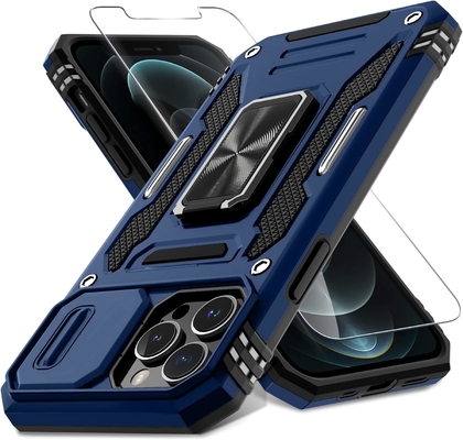 iPhone 12 Pro Max with Slide Camera Cover+Screen Protector(1 Pack),Rotated Ring Kickstand Military Grade Shockproof