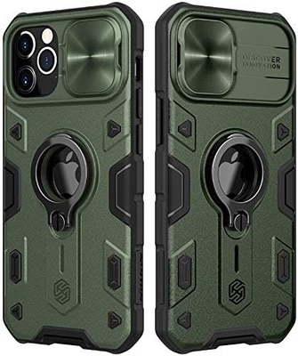 iPhone 12 Pro Max Case with Camera Cover &amp; Kickstand, Duty Military Grade Armor Protection Cover,