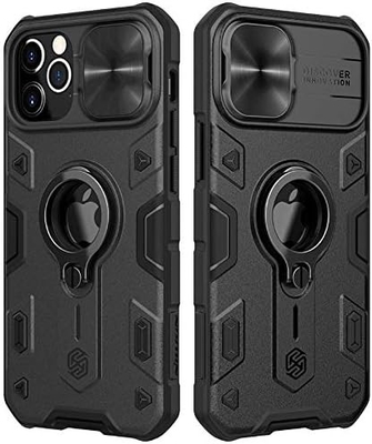 iPhone 12 Pro Max Case with Camera Cover &amp; Kickstand, Duty Military Grade Armor Protection Cover,
