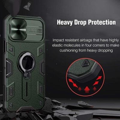 iPhone 12 Pro Max Case with Camera Cover &amp; Kickstand, Duty Military Grade Armor Protection Cover,