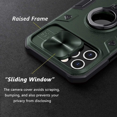 iPhone 12 Pro Max Case with Camera Cover &amp; Kickstand, Duty Military Grade Armor Protection Cover,