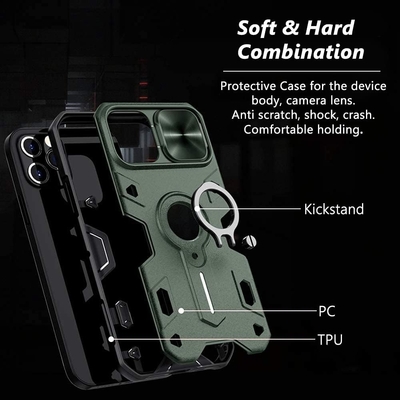 iPhone 12 Pro Max Case with Camera Cover &amp; Kickstand, Duty Military Grade Armor Protection Cover,