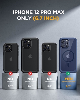 Magnetic for iPhone 12 Pro Max Case Full-Body Built-in Glass Screen Protector&amp; Camera Protector