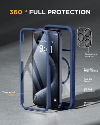Magnetic for iPhone 12 Pro Max Case Full-Body Built-in Glass Screen Protector&amp; Camera Protector