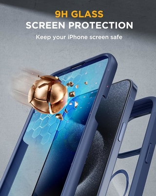 Magnetic for iPhone 12 Pro Max Case Full-Body Built-in Glass Screen Protector&amp; Camera Protector