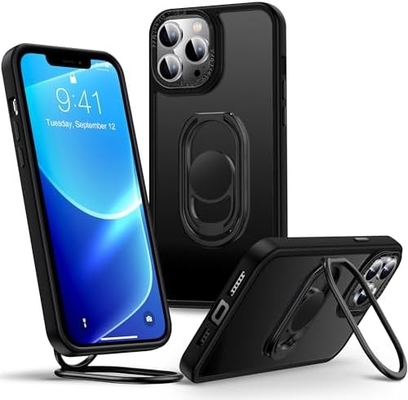Shields Up for iPhone 12 Pro Max Case with Stand, Phone Case Clear with Double Ring Holder [Adjustable &amp; Foldable]