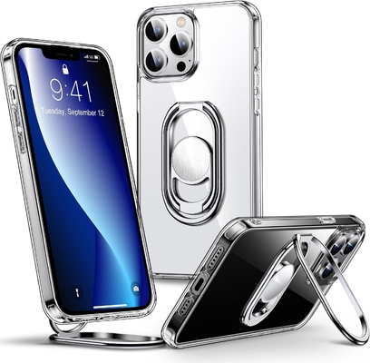 Shields Up for iPhone 12 Pro Max Case with Stand, Phone Case Clear with Double Ring Holder [Adjustable &amp; Foldable]